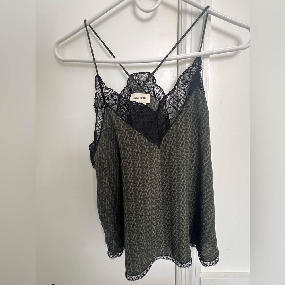 ZADIG & VOLTAIRE
Christy Monogram-print Camisole In Green